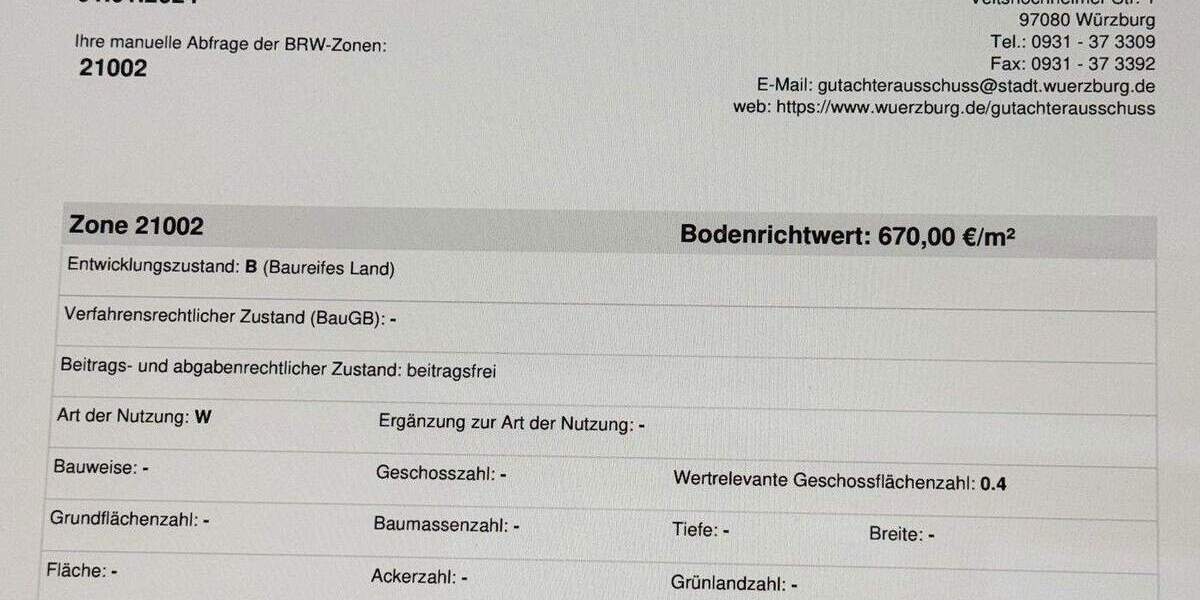 Grundstück Würzburg Steinbachtal - 990.000&euro; | Angebot:25336421