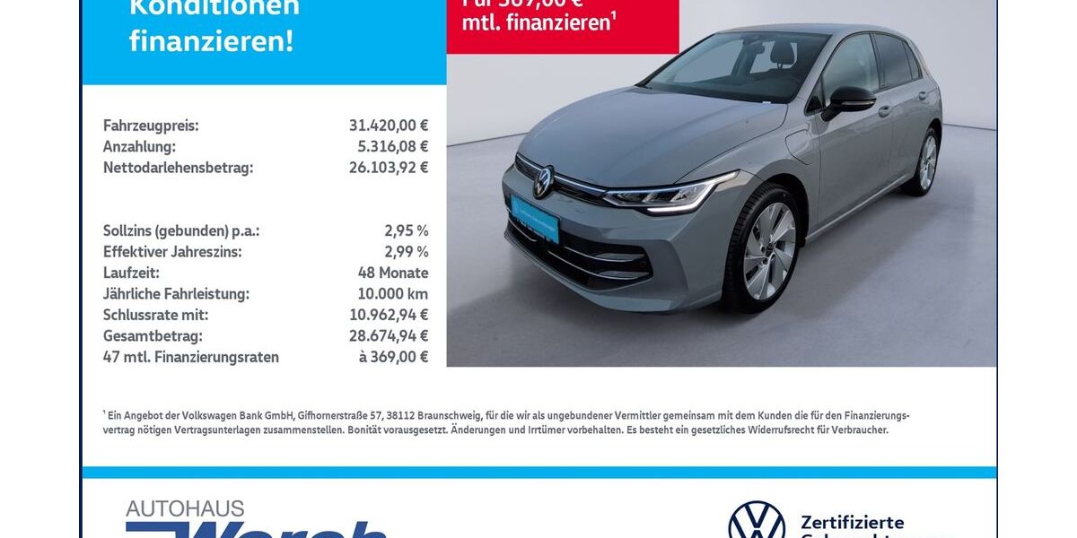 VW Golf 8.585 km 31.419 &euro; Südharz 06536
