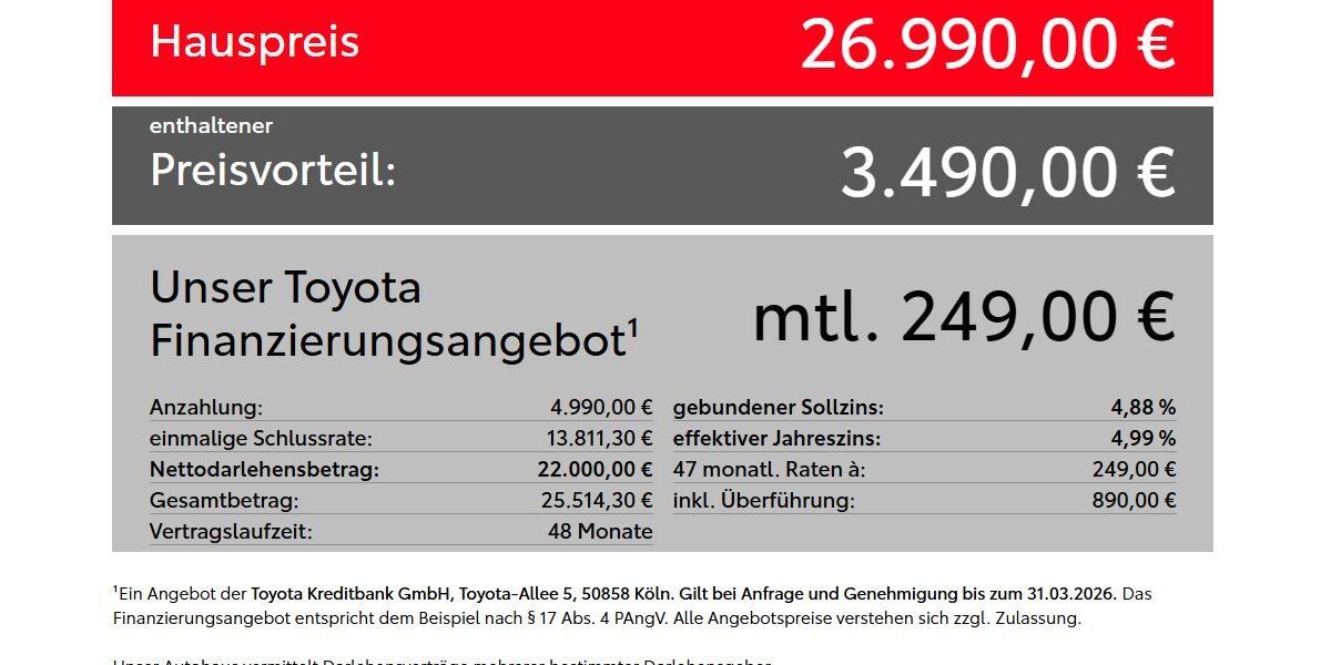 Toyota Yaris 5.000 km 26.990 &euro; Bad Birnbach 84364