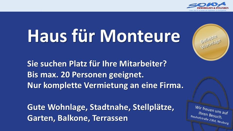 Haus für Monteure in Neuburg - Gute Wohnanlage, Parkplätze, Einzugsbereit! - Ein Objekt von Ihrem Immobilienpartner SOWA Immobilien und Finanzen 7 zimmer