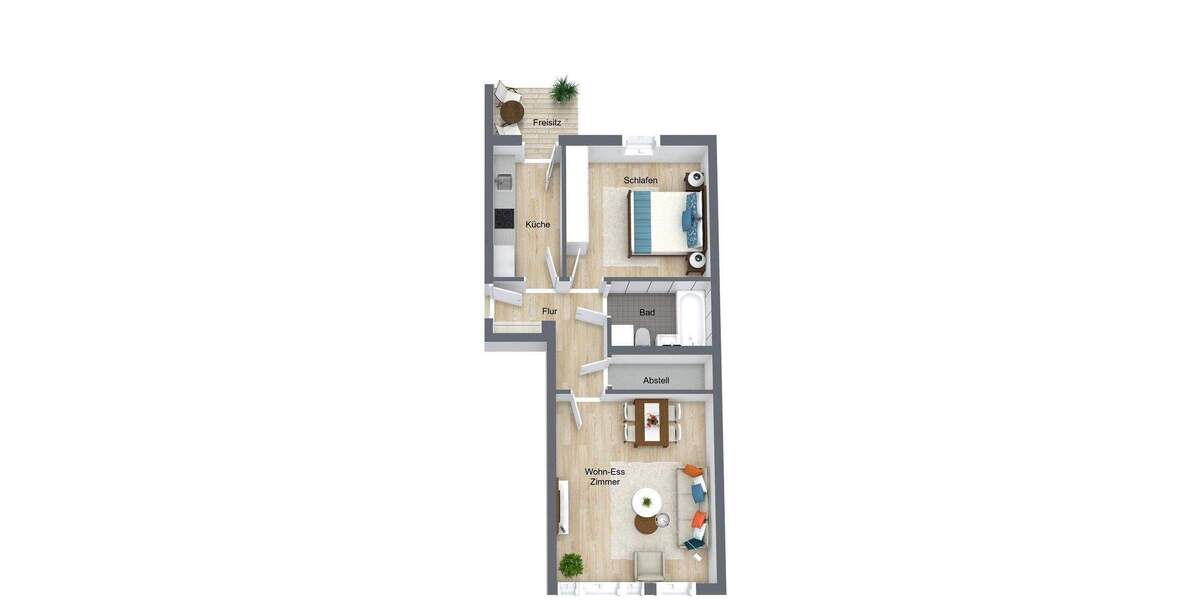 Etagenwohnung Würzburg Grombühl - 2 Zimmer, 58 m&sup2;, 820&euro; | Angebot:25373381