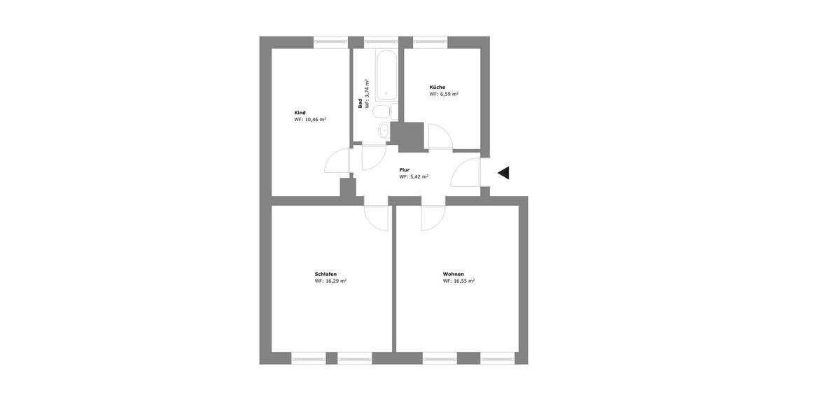 Etagenwohnung Sangerhausen - 3 Zimmer, 61 m&sup2;, 354&euro; | Angebot:26167921