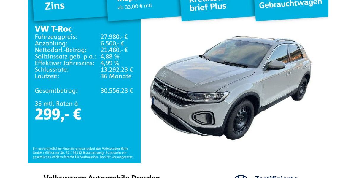 VW T-Roc 34.559 km 27.490 &euro; Dresden 01169