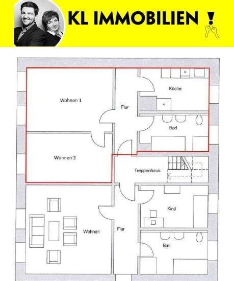 Etagenwohnung Oberhausen Osterfeld-West - 2 Zimmer, 60 m&sup2;, 480&euro; | Angebot:24390931