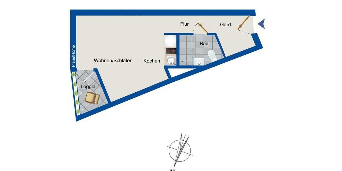 Etagenwohnung Schleswig - 1 Zimmer, 30 m&sup2;, 78.000&euro; | Angebot:27157064