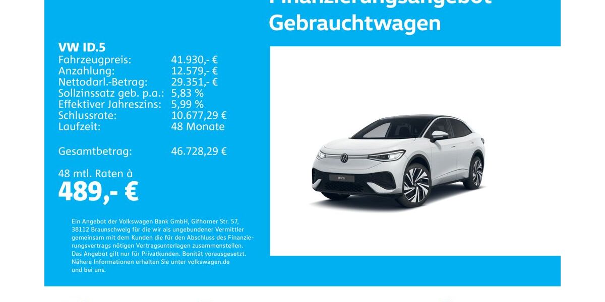 VW ID.5 3.540 km 41.930 &euro; Stuttgart-Feuerbach 70469
