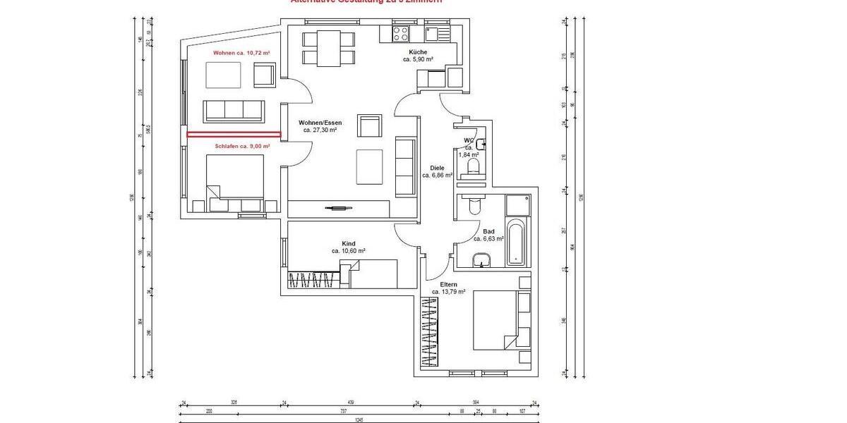 Erdgeschoßwohnung Stuttgart Luginsland - 4 Zimmer, 93 m&sup2;, 463.000&euro; | Angebot:26688082