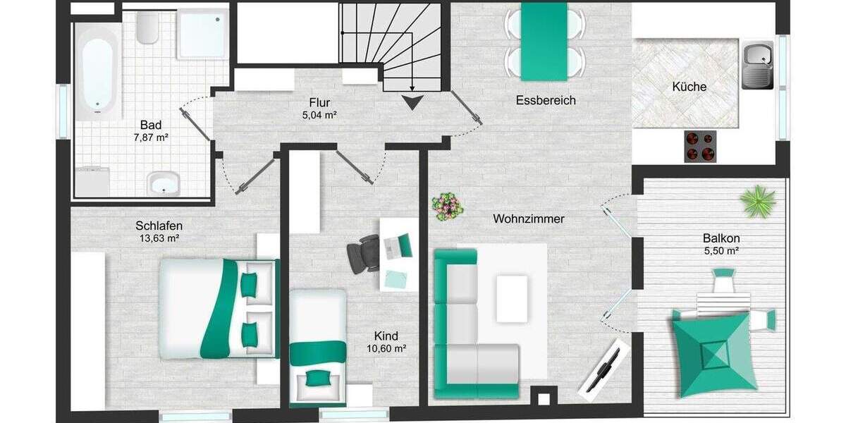 Etagenwohnung Mering - 3 Zimmer, 75 m&sup2;, 420.000&euro; | Angebot:25691115
