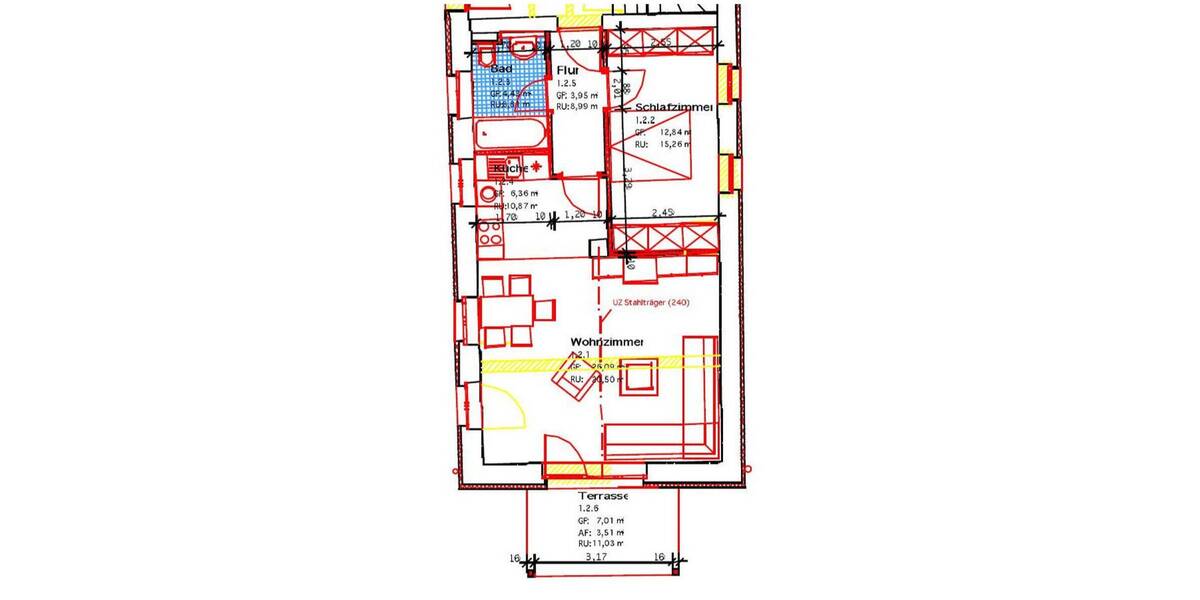 teilsanierte, gemütliche 2-Raum Altbauwohnung mit Terrasse im Stadtzentrum 2 zimmer