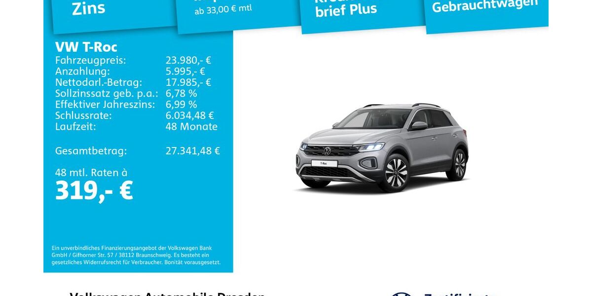 VW T-Roc 7.833 km 23.980 &euro; Dresden 01169
