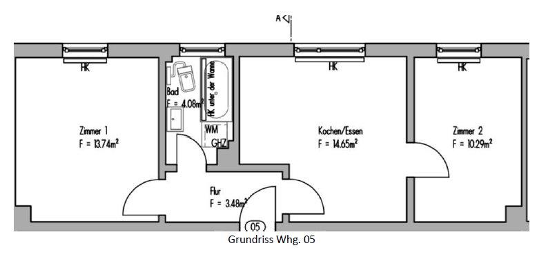 Etagenwohnung Veitshöchheim - 2 Zimmer, 46 m&sup2;, 615&euro; | Angebot:26313118