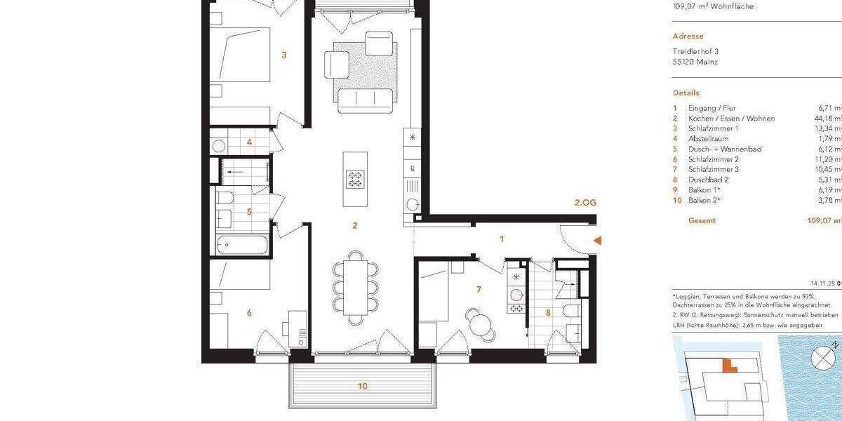 Etagenwohnung Mainz Neustadt - 4 Zimmer, 109 m&sup2;, 899.900&euro; | Angebot:25427589