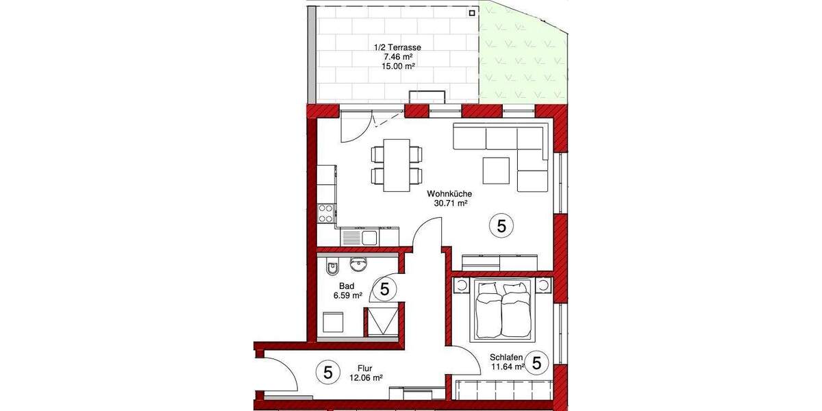 Etagenwohnung Schierling - 2 Zimmer, 68 m&sup2;, 320.000&euro; | Angebot:24270466