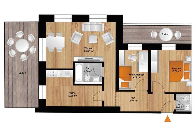 Erstbezug im König-Albert-Park 3 zimmer
