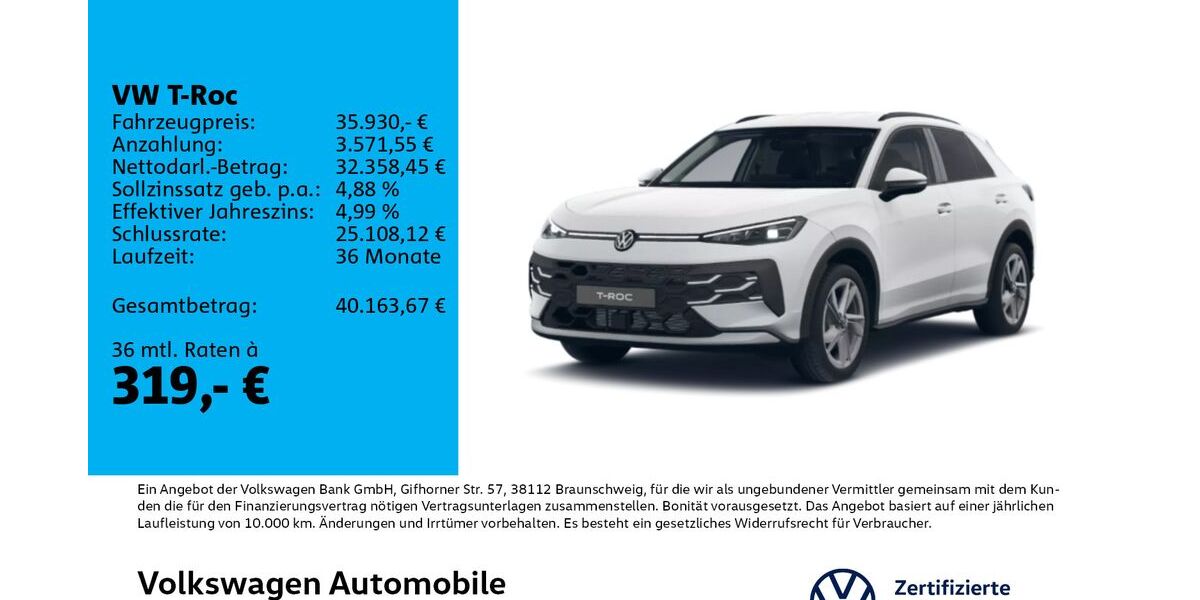 VW T-Roc 7.500 km 35.930 &euro; Leipzig 04178