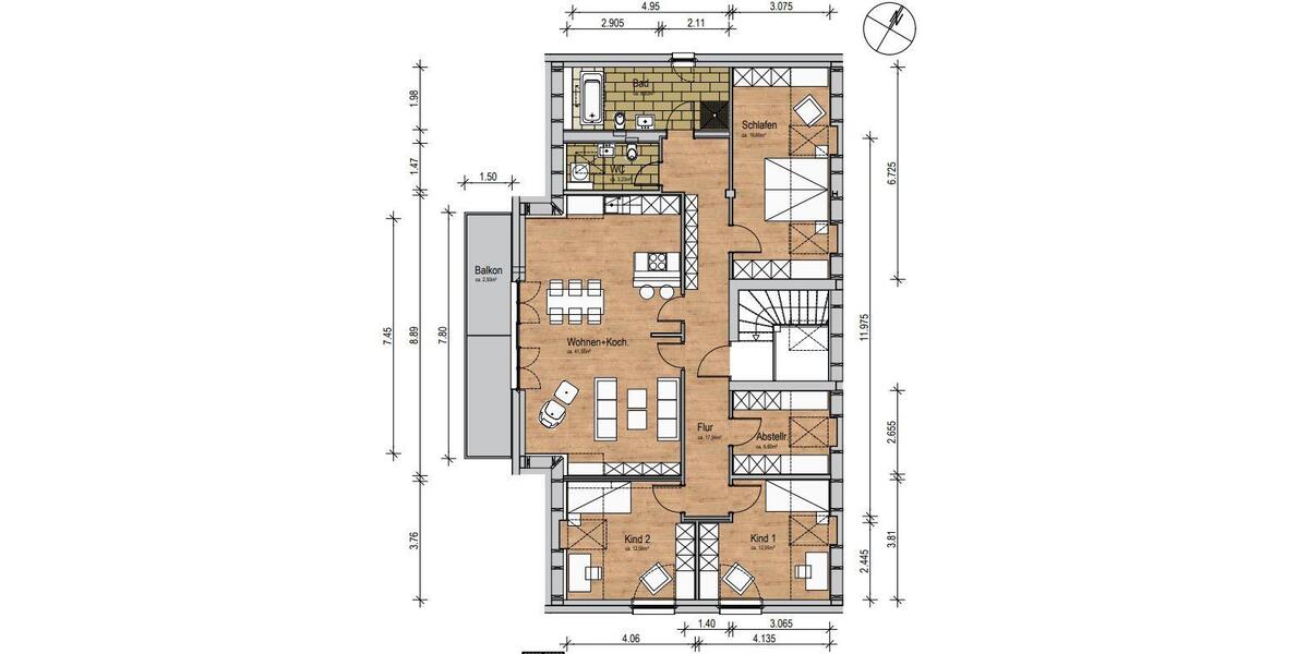 Dachgeschoßwohnung Güstrow - 4 Zimmer, 122 m&sup2;, 1.652&euro; | Angebot:25214617