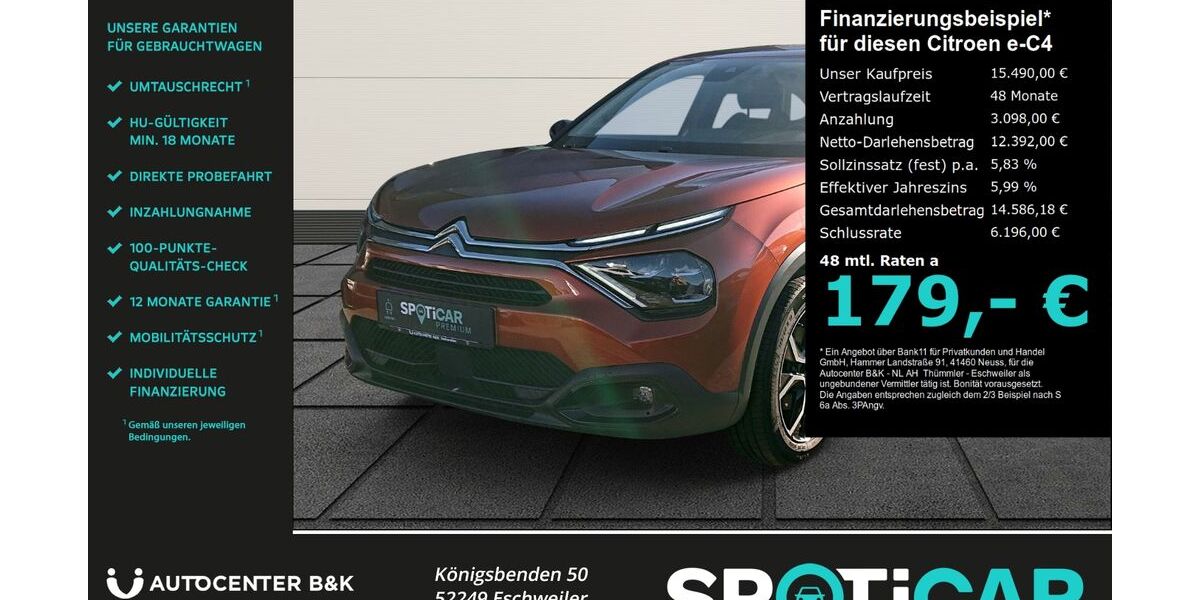 Citroen ë-C4 26.900 km 15.490 &euro; Eschweiler 52249