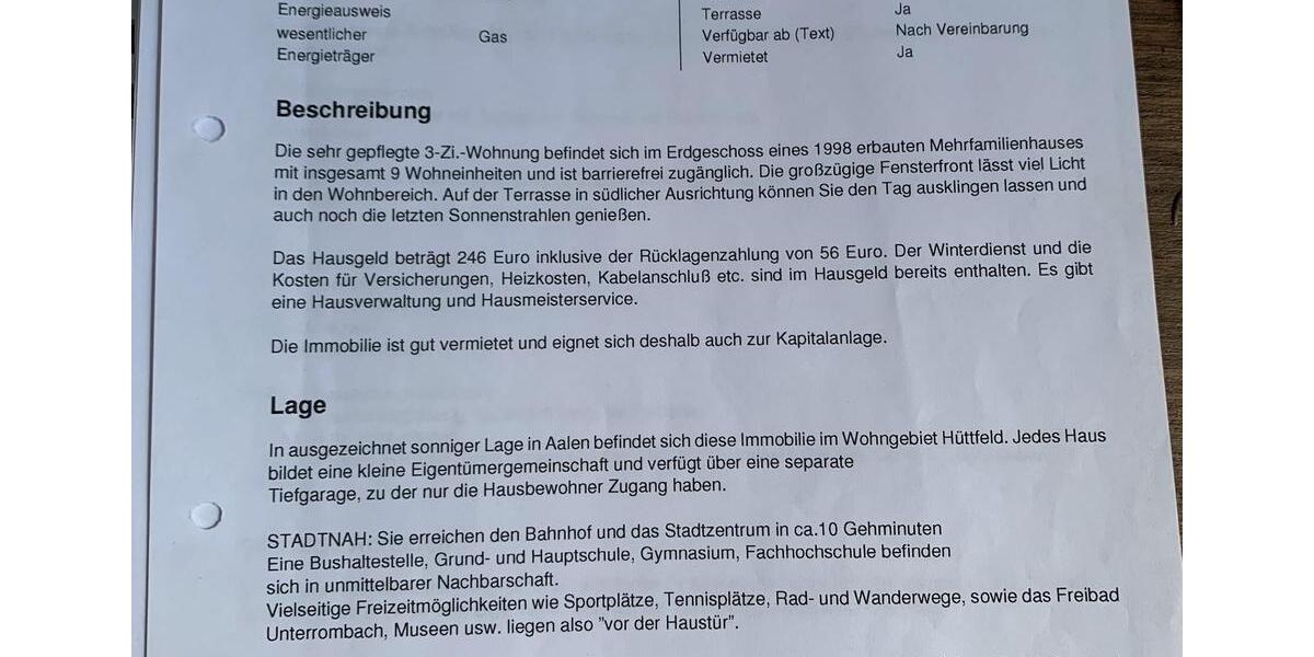 Erdgeschoßwohnung Aalen - 3 Zimmer, 73 m&sup2;, 310.000&euro; | Angebot:26754830