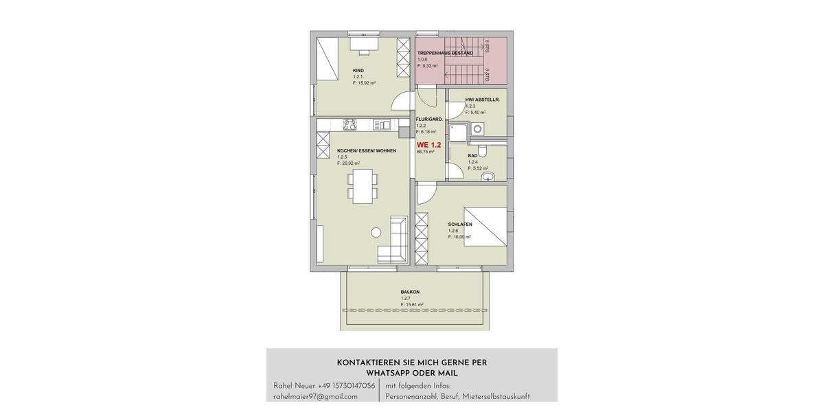 Etagenwohnung Markdorf - 3.5 Zimmer, 87 m&sup2;, 1.200&euro; | Angebot:26035425