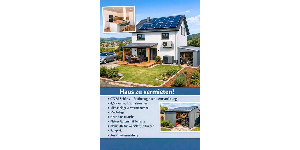 Einfamilienhaus Kahla - 4.5 Zimmer, 90 m&sup2;, 1.150&euro; | Angebot:25570508