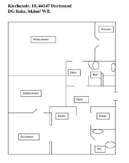 Dachgeschoßwohnung Dortmund Innenstadt Nord - 2.5 Zimmer, 85 m&sup2;, 540&euro; | Angebot:26294675