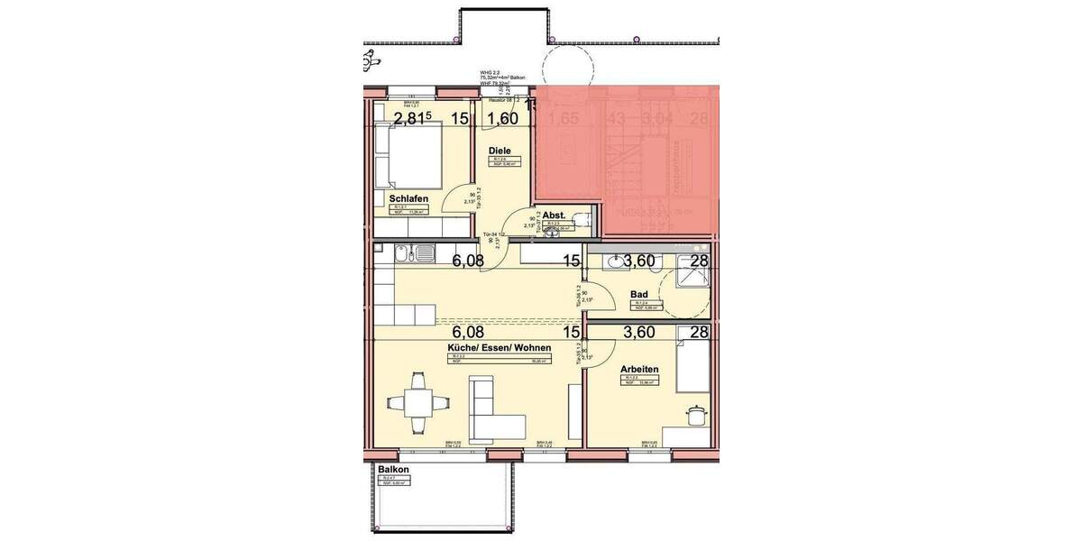 Etagenwohnung Erlangen Büchenbach - 3 Zimmer, 79 m&sup2;, 487.000&euro; | Angebot:24241459