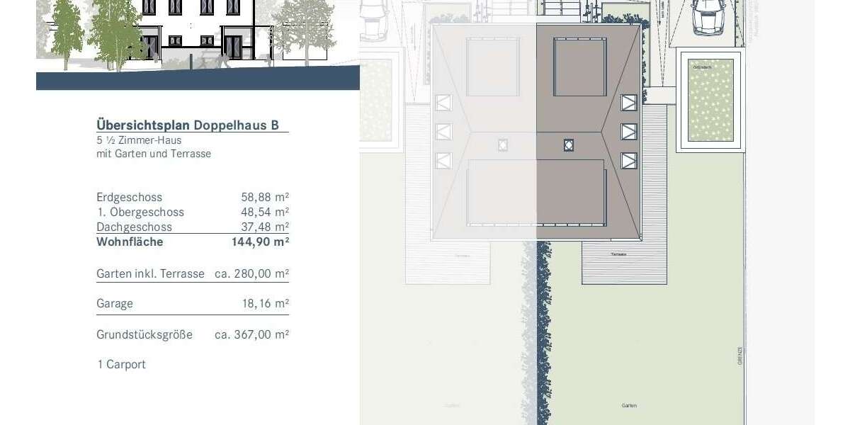 KfW 55 - Doppelhaus in grüner Umgebung mit altem Baumbestand in Leipzig-Stahmeln 5.5 zimmer