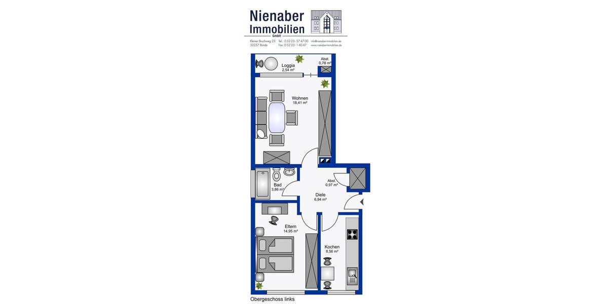 Etagenwohnung Kirchlengern - 2 Zimmer, 57 m&sup2;, 430&euro; | Angebot:26454874