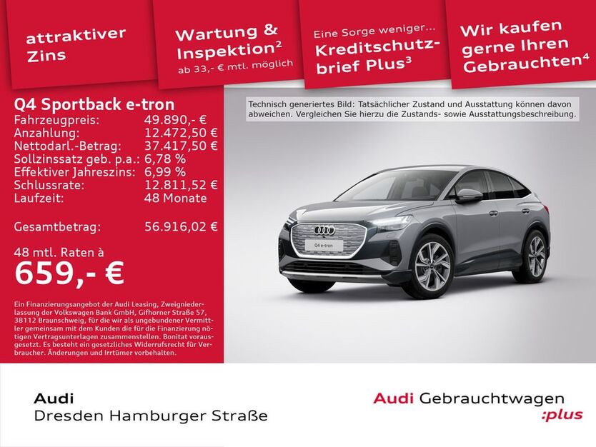 Audi Q4 e-tron 7.234 km 49.890 € Dresden 01067