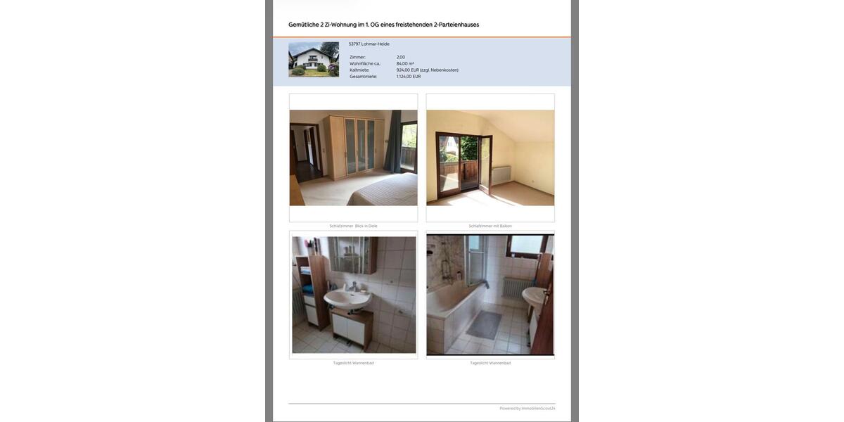 Etagenwohnung Neunkirchen-Seelscheid Seelscheid - 2 Zimmer, 84 m&sup2;, 924&euro; | Angebot:25907472