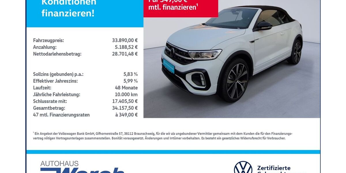 VW T-Roc 6.030 km 33.889 &euro; Südharz 06536