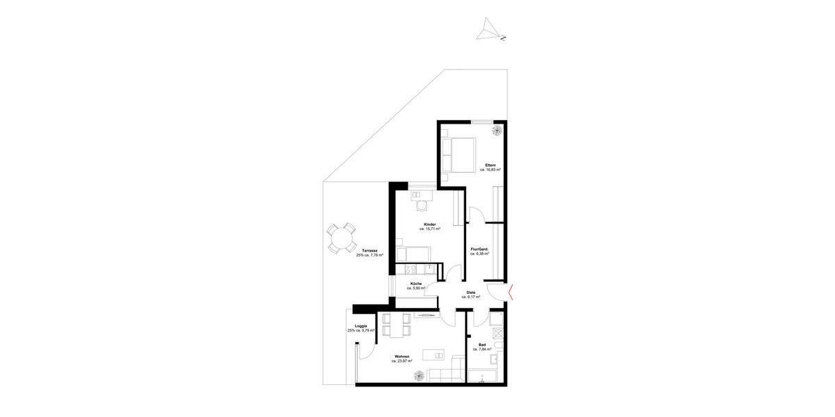 Etagenwohnung Konstanz Königsbau - 3 Zimmer, 91 m&sup2;, 395.000&euro; | Angebot:26763993