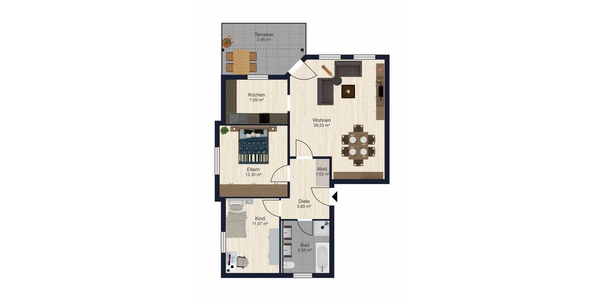 Etagenwohnung Abensberg - 3 Zimmer, 71 m&sup2;, 309.000&euro; | Angebot:25800225