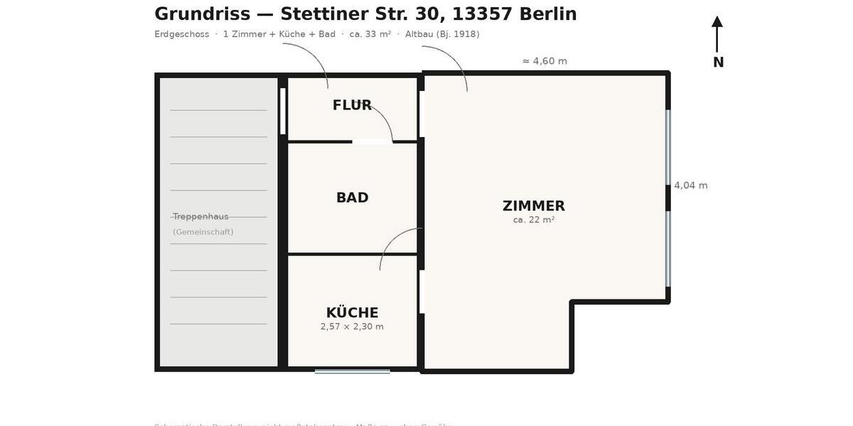 Erdgeschoßwohnung Berlin Mitte - 1 Zimmer, 33 m&sup2;, 165.000&euro; | Angebot:27029029