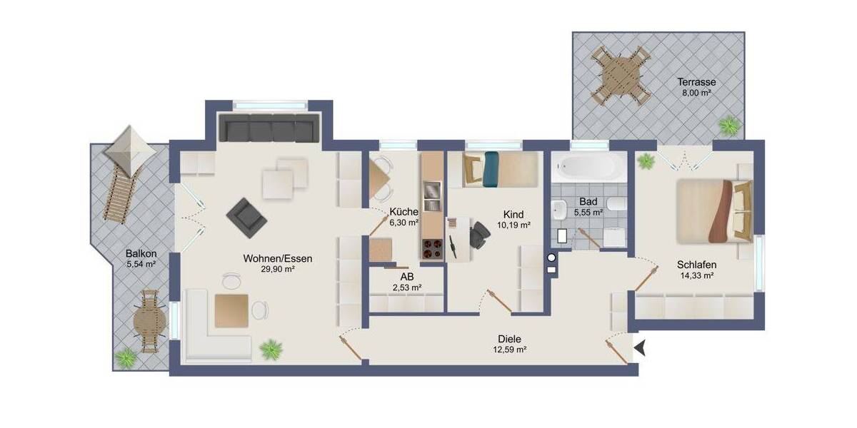 Etagenwohnung Salzweg Straßkirchen - 3 Zimmer, 84 m&sup2;, 206.000&euro; | Angebot:26876050