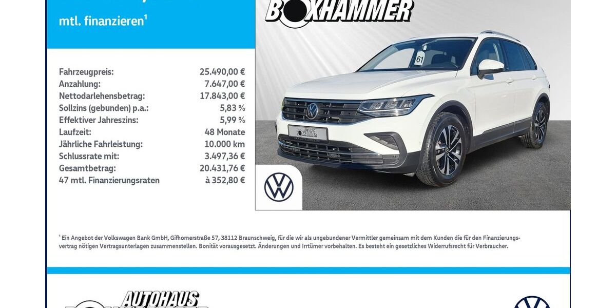 VW Tiguan 56.223 km 25.490 &euro; Bad Aibling 83043