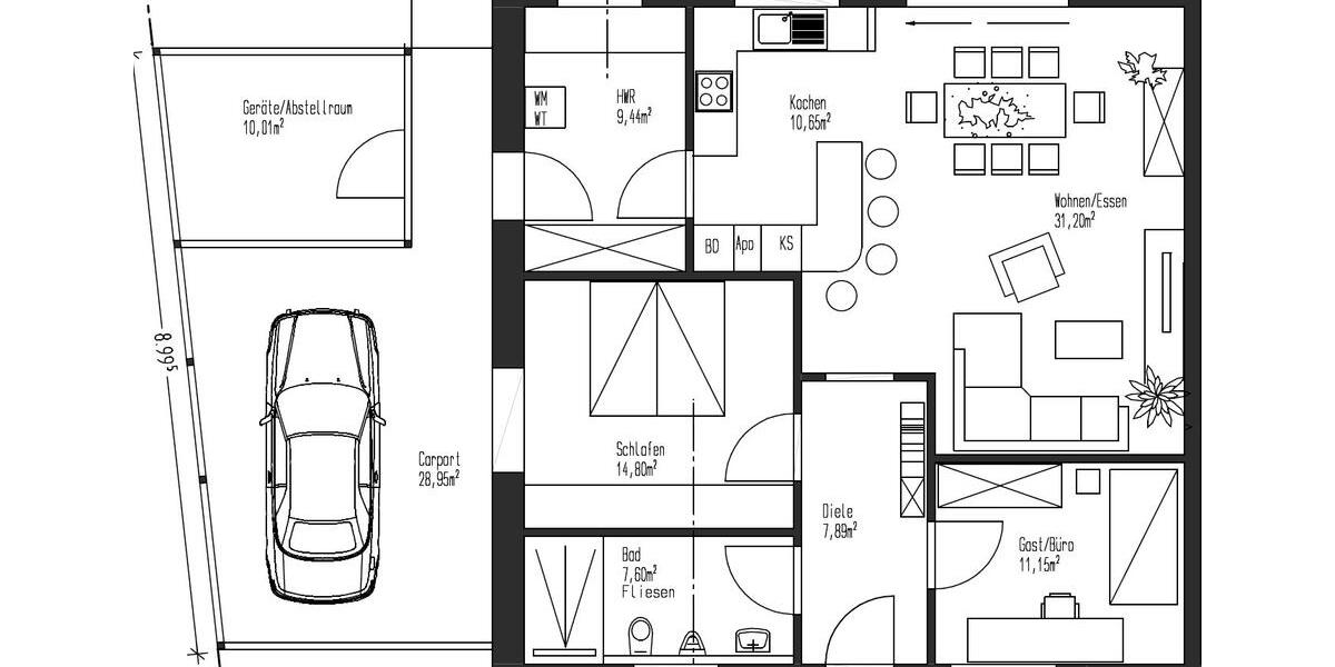 Erdgeschoßwohnung Barßel - 3 Zimmer, 93 m&sup2;, 1.020&euro; | Angebot:26039709