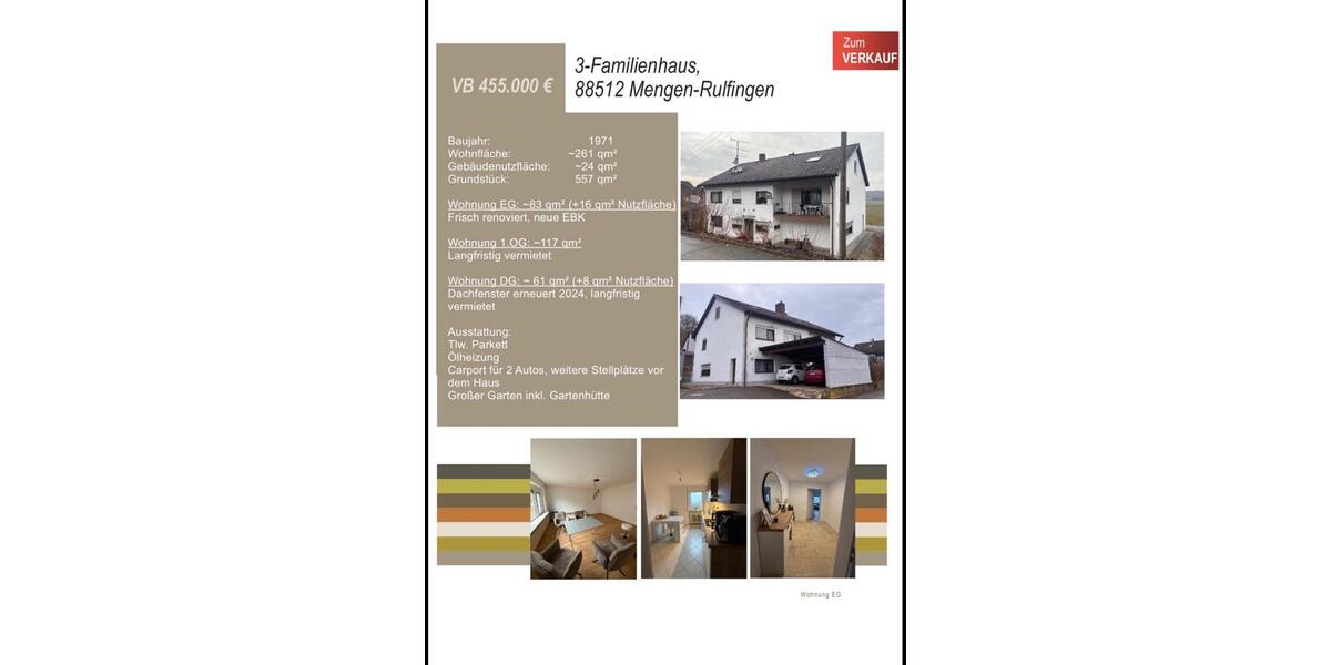 Mehrfamilienhaus, Wohnhaus Mengen - 455.000&euro; | Angebot:25237446