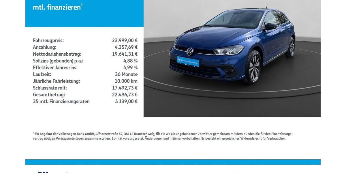 VW Polo 15.168 km 23.999 &euro; Nordhausen 99734