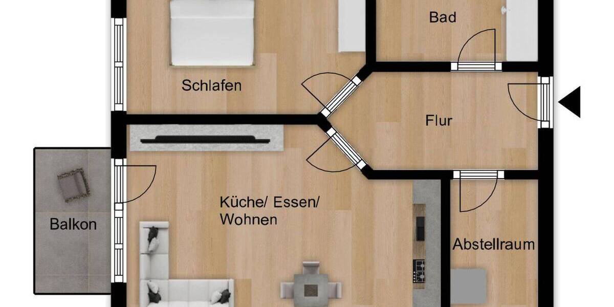 Etagenwohnung Baden-Württemberg - Lauchheim Lauchheim - 2 Zimmer, 57 m&sup2;, 700&euro; | Angebot:26245281