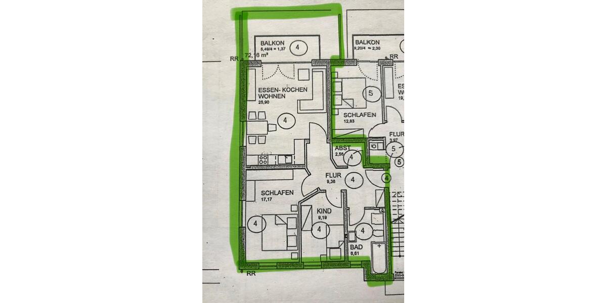 Etagenwohnung Unterroth - 3 Zimmer, 72 m&sup2;, 317.000&euro; | Angebot:27271522