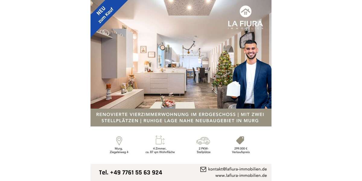 Etagenwohnung Murg Niederhof - 4 Zimmer, 87 m&sup2;, 299.000&euro; | Angebot:24400112