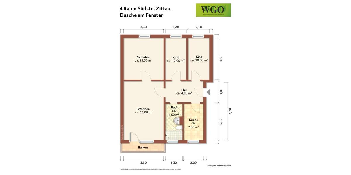 Etagenwohnung Zittau - 4 Zimmer, 70 m&sup2;, 412&euro; | Angebot:26490328
