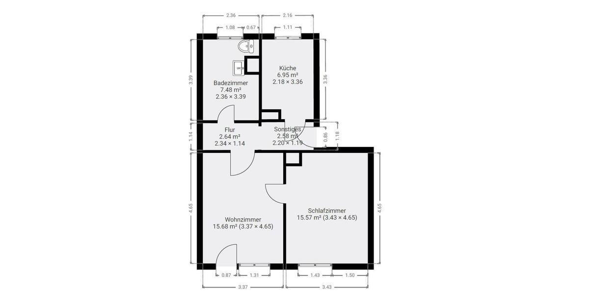 Etagenwohnung Harztor - 2 Zimmer, 51 m&sup2;, 360&euro; | Angebot:24508177