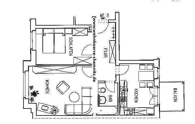 Etagenwohnung Chemnitz Hilbersdorf - 2 Zimmer, 59 m&sup2;, 346&euro; | Angebot:26862796