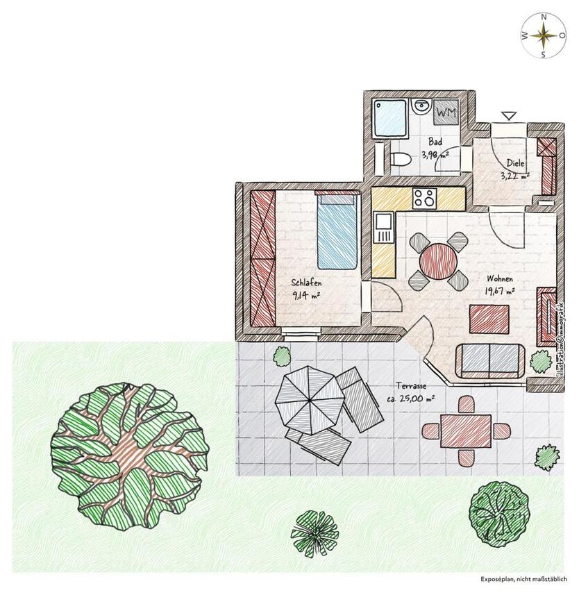 GartenWohnung - Singleappartment zu vermieten: komplett renoviert