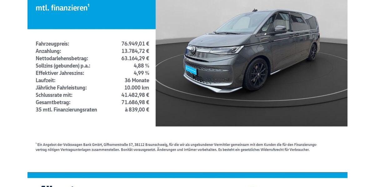 VW T7 Multivan 19.788 km 76.949 &euro; Leinefelde-Worbis/DE 37327