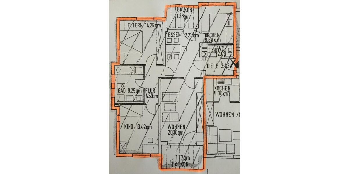 Etagenwohnung Sinsheim - 3.5 Zimmer, 90 m&sup2;, 387.000&euro; | Angebot:25948576
