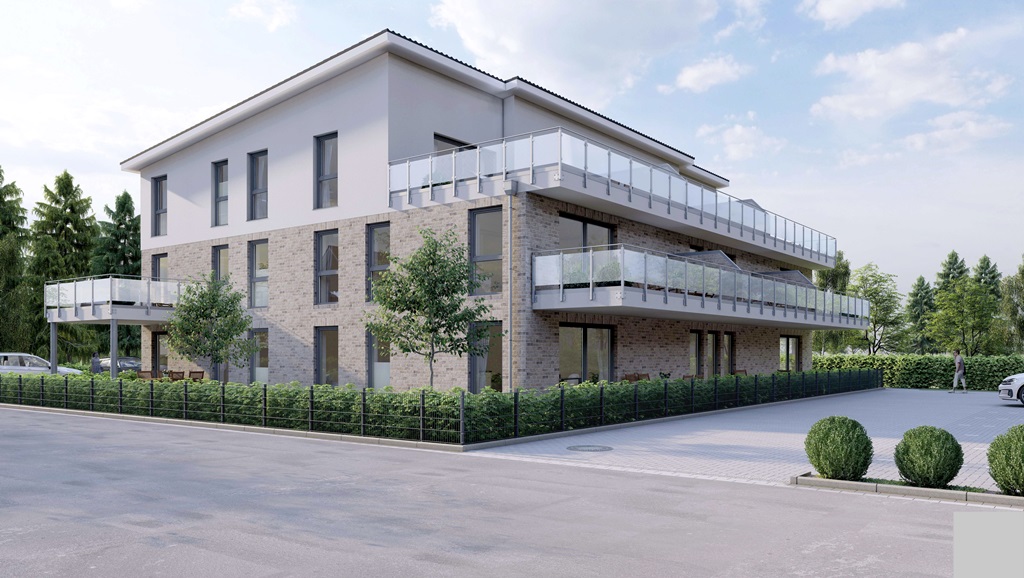 Neu ab 1.7.26 für 2 Personen 2-Zimmer-OG-Wohnung KfW 40+ Bauweise + Aufzug + Balkon + Carport - Etagenwohnung Weyhe | Angebot:25882628