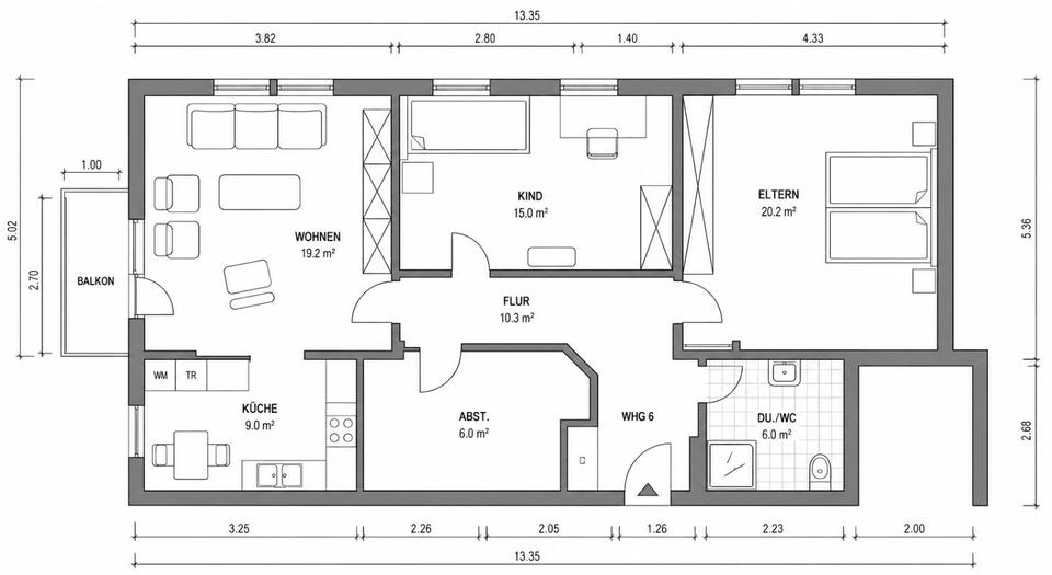 Etagenwohnung Wilhelmshaven Fedderwardergroden - 3 Zimmer, 80 m&sup2;, 137.000&euro; | Angebot:27181417